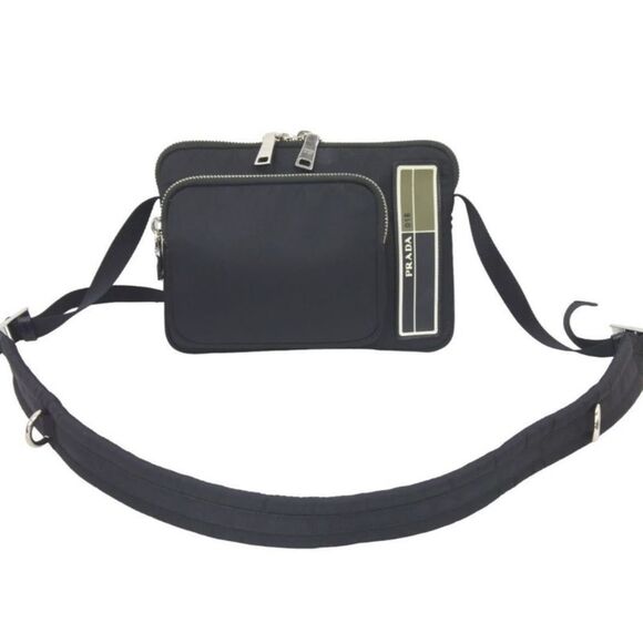 Prada Handbags - Prada Nylon Shoulder Bag Black Silver Metal Fittings
